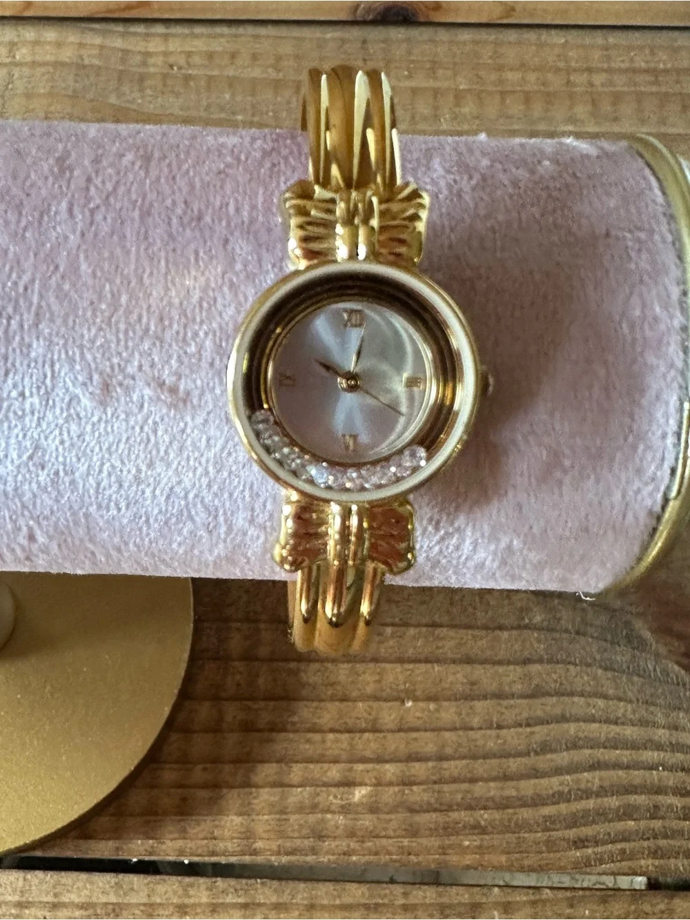 Gold Tone Women's Crystal Accent Bangle Watch